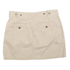 FREE PEOPLE Womens Beige Mini Cotton Blend Straight Skirt M Utility Casual
