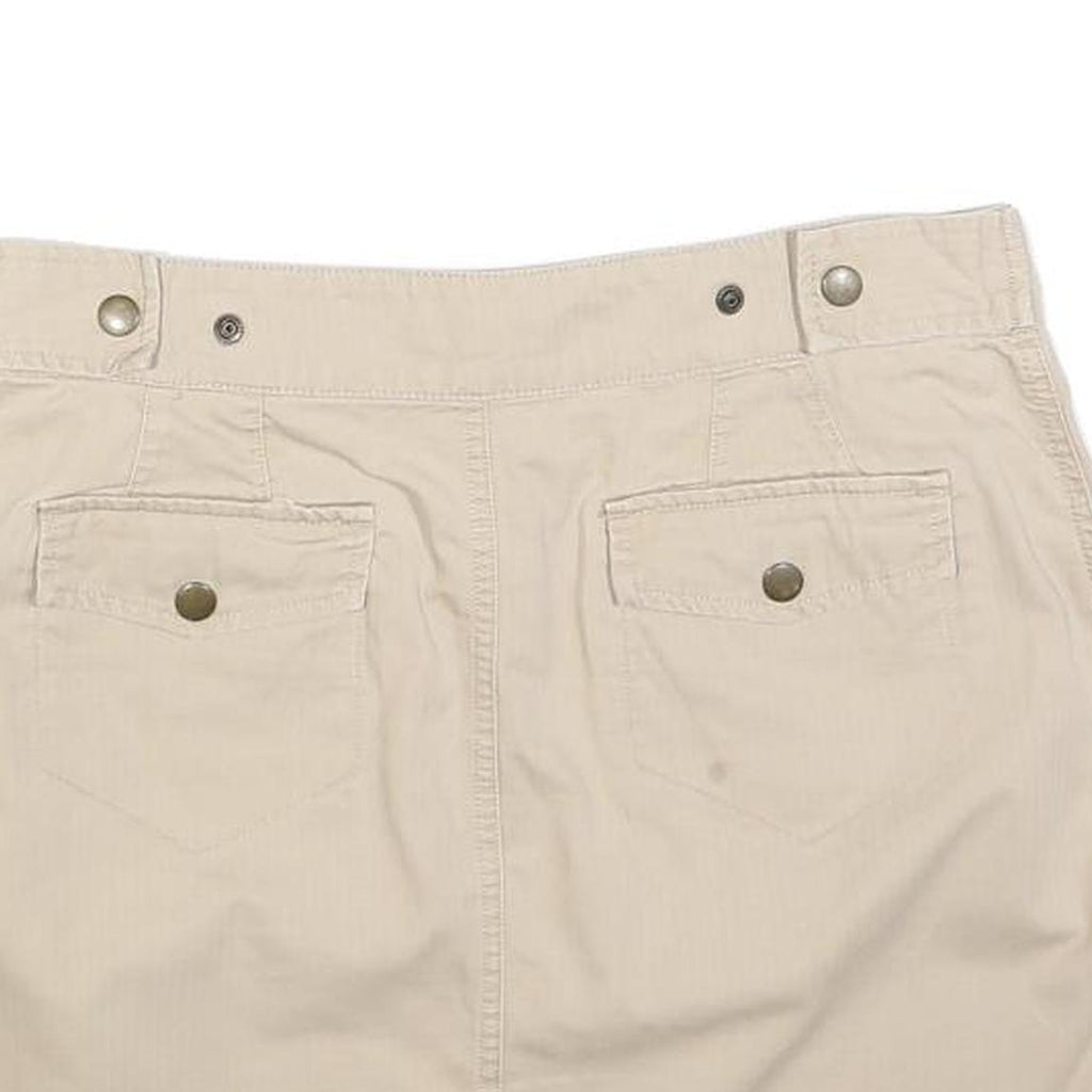 FREE PEOPLE Womens Beige Mini Cotton Blend Straight Skirt M Utility Casual