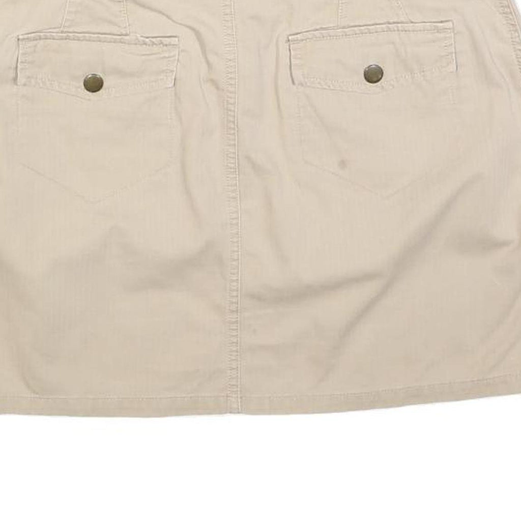 FREE PEOPLE Womens Beige Mini Cotton Blend Straight Skirt M Utility Casual