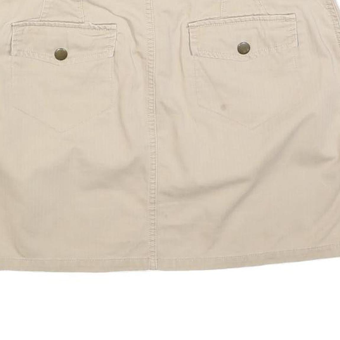 FREE PEOPLE Womens Beige Mini Cotton Blend Straight Skirt M Utility Casual