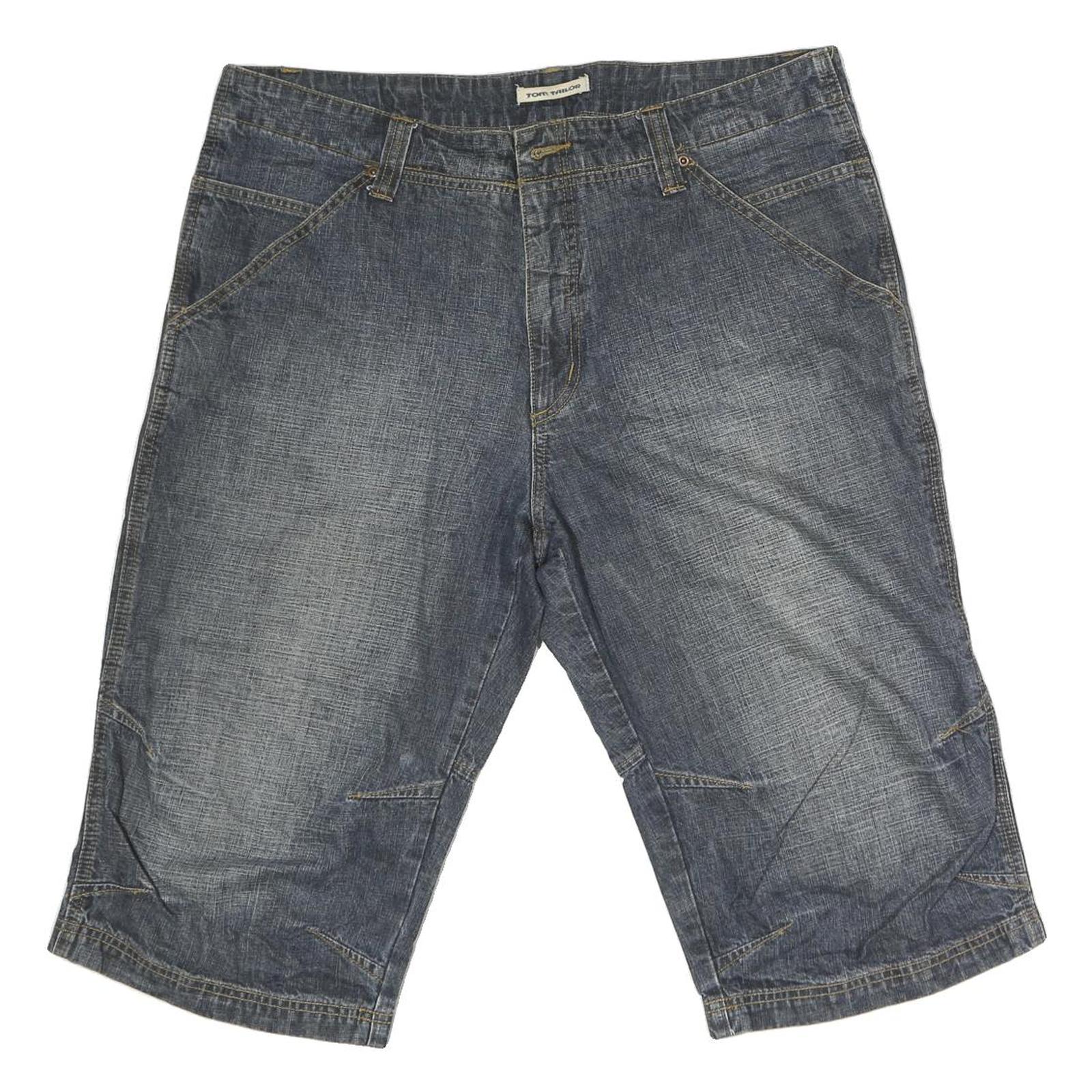 TOM TAILOR Mens Shorts Blue Denim Casual L W38 Cotton Comfort