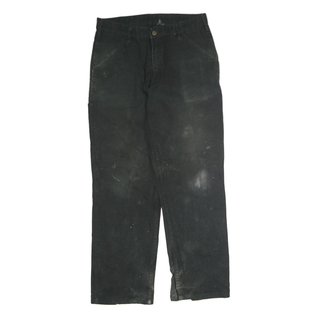 CARHARTT Mens Relaxed Black Cotton Trousers W34 L30 Workwear Zip Closure