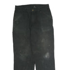 CARHARTT Mens Relaxed Black Cotton Trousers W34 L30 Workwear Zip Closure