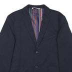 ZARA Mens Navy Blue Cotton Blend Blazer Jacket S Striped Lining Casual Smart