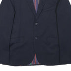 ZARA Mens Navy Blue Cotton Blend Blazer Jacket S Striped Lining Casual Smart