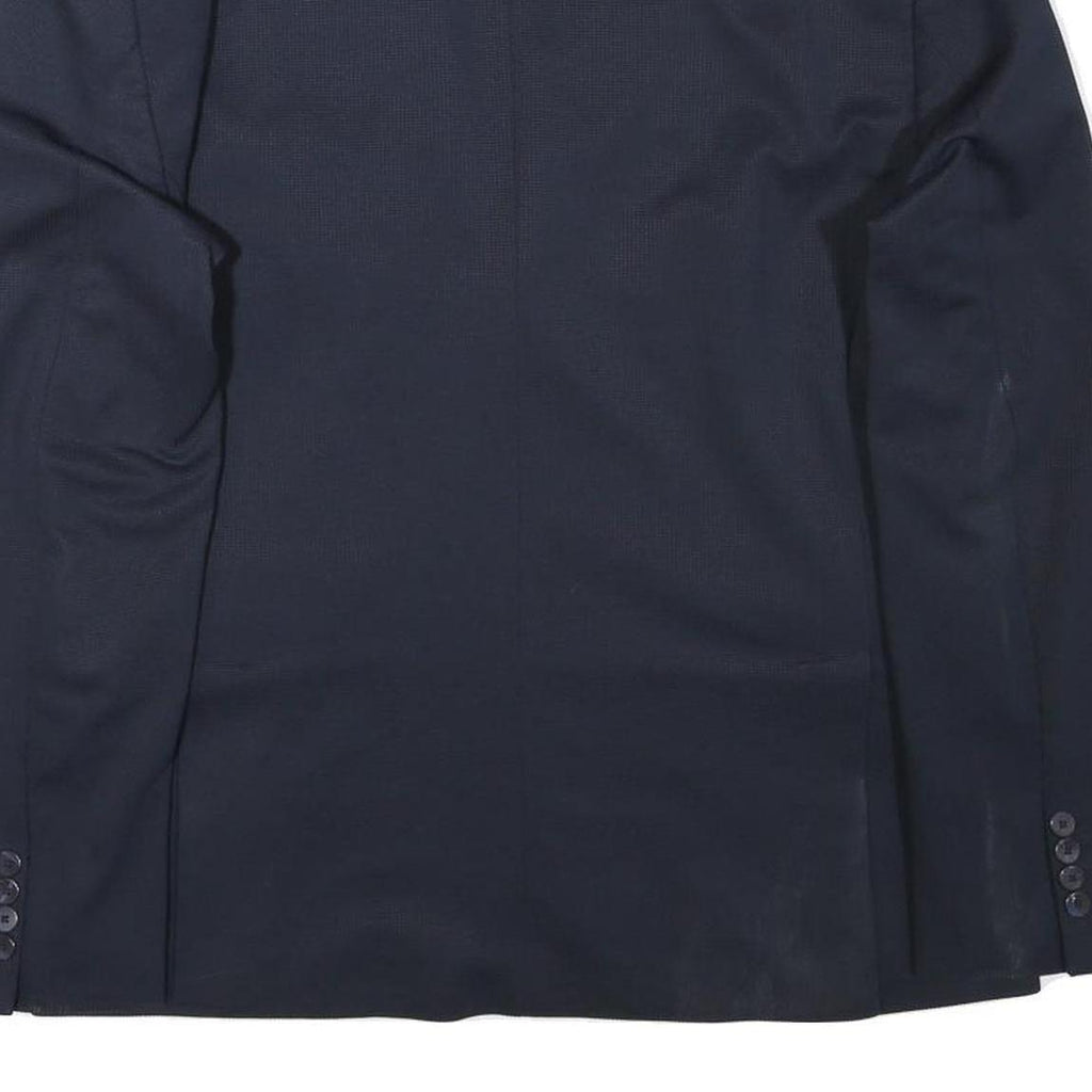 ZARA Mens Navy Blue Cotton Blend Blazer Jacket S Striped Lining Casual Smart