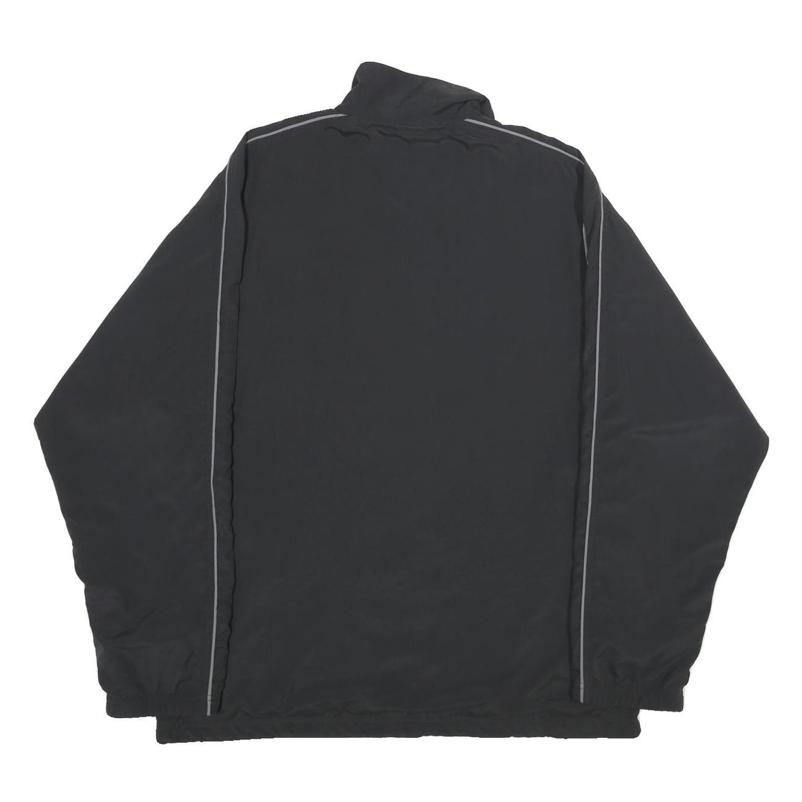 REEBOK Mens Black Zip Jacket M Polyester Plain Lightweight Sportswear Sports