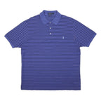 POLO RALPH LAUREN Mens Blue & Black Striped Short Sleeve Polo Shirt XL Cotton