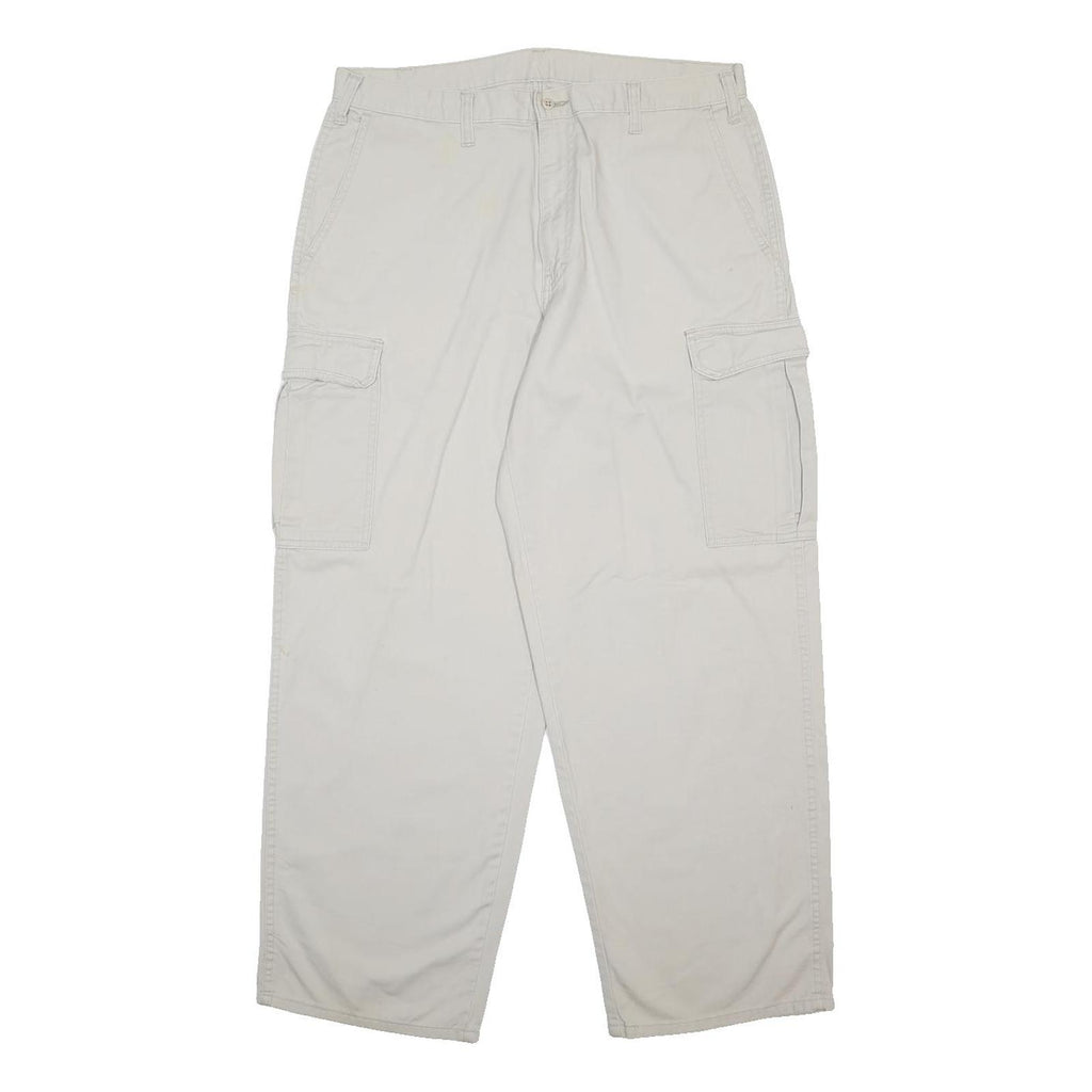 DICKIES Mens Cotton Beige Relaxed Cargo Trousers W36 L30 Workwear Utility