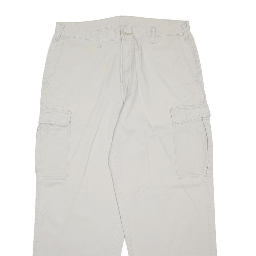 DICKIES Mens Cotton Beige Relaxed Cargo Trousers W36 L30 Workwear Utility