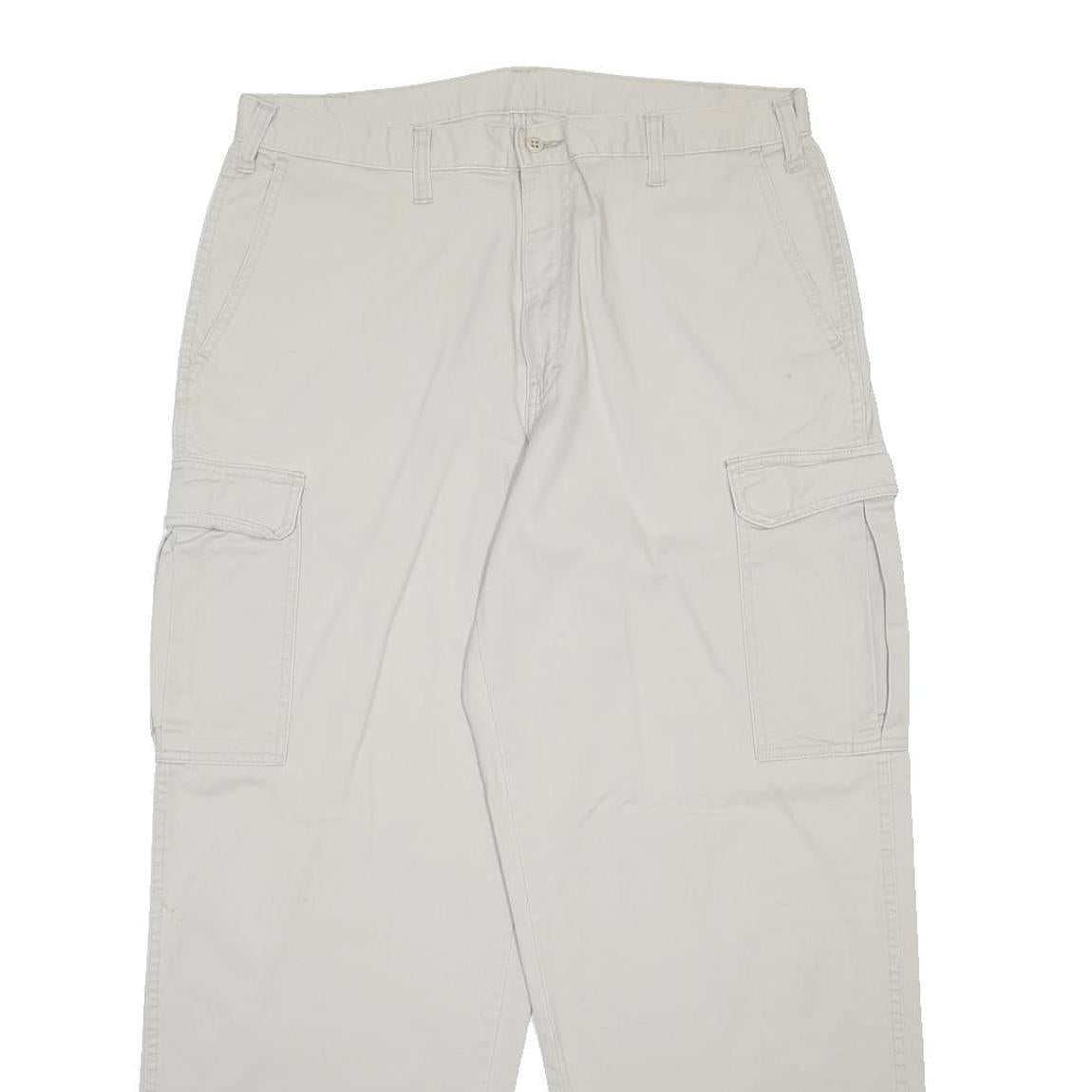 DICKIES Mens Cotton Beige Relaxed Cargo Trousers W36 L30 Workwear Utility