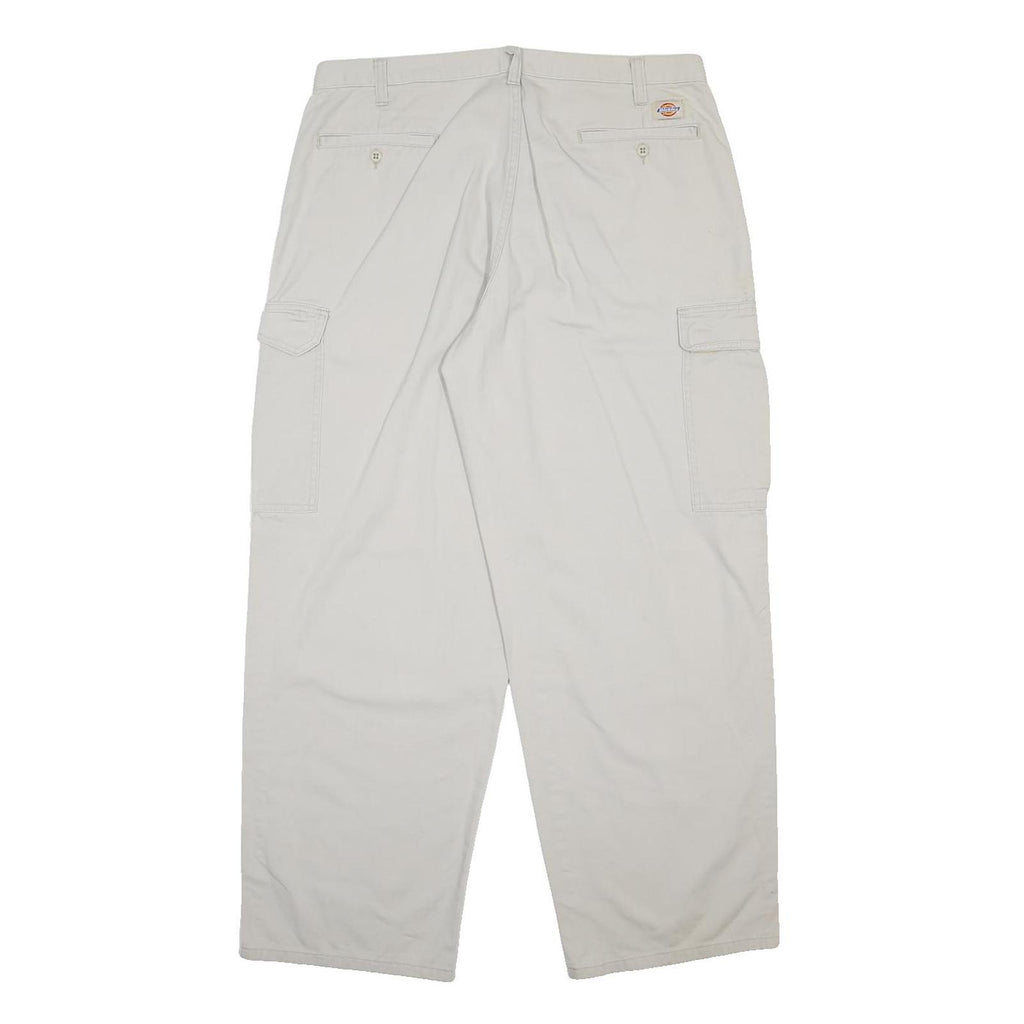DICKIES Mens Cotton Beige Relaxed Cargo Trousers W36 L30 Workwear Utility