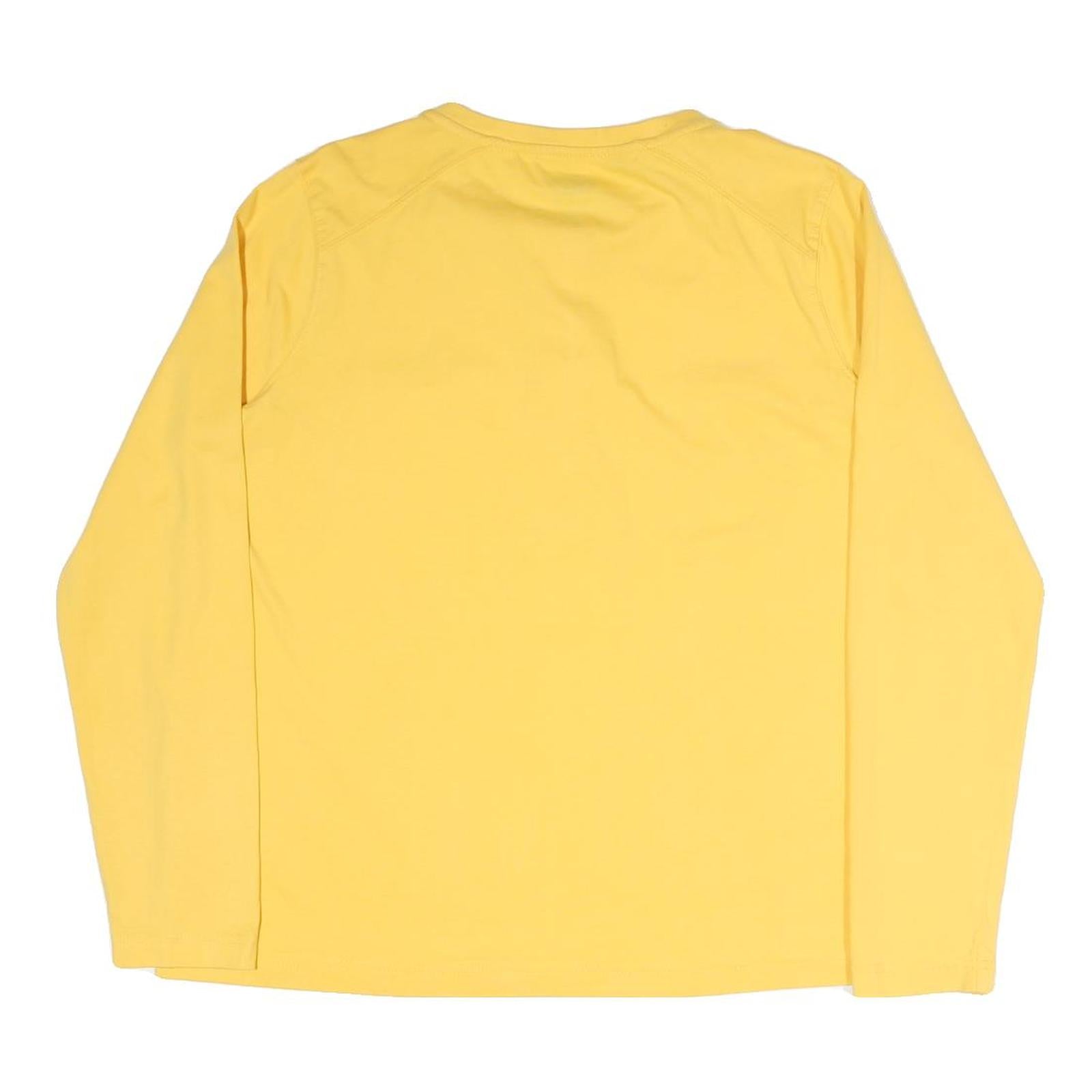 DICKIES Womens Yellow Long Sleeve T-Shirt XL Button Neck Cotton Blend Casual