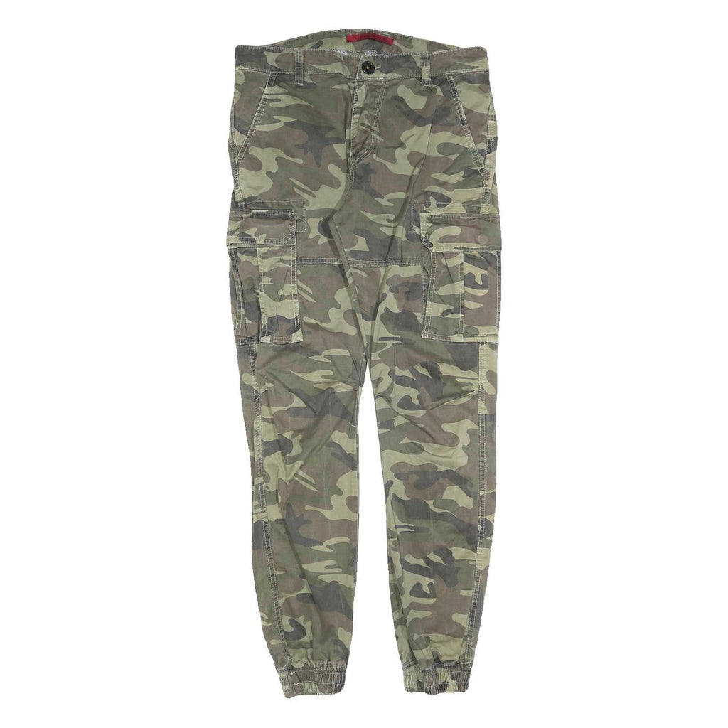 YES DENIM Mens Camouflage Slim Cargo Trousers W30 L30 Cotton Blend Zip