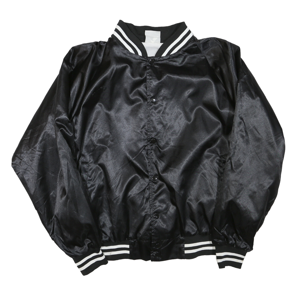 AUGUSTA Mens Black Varsity Jacket XL Polyester Blend Button Plain Retro