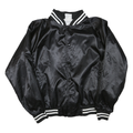 AUGUSTA Mens Black Varsity Jacket XL Polyester Blend Button Plain Retro