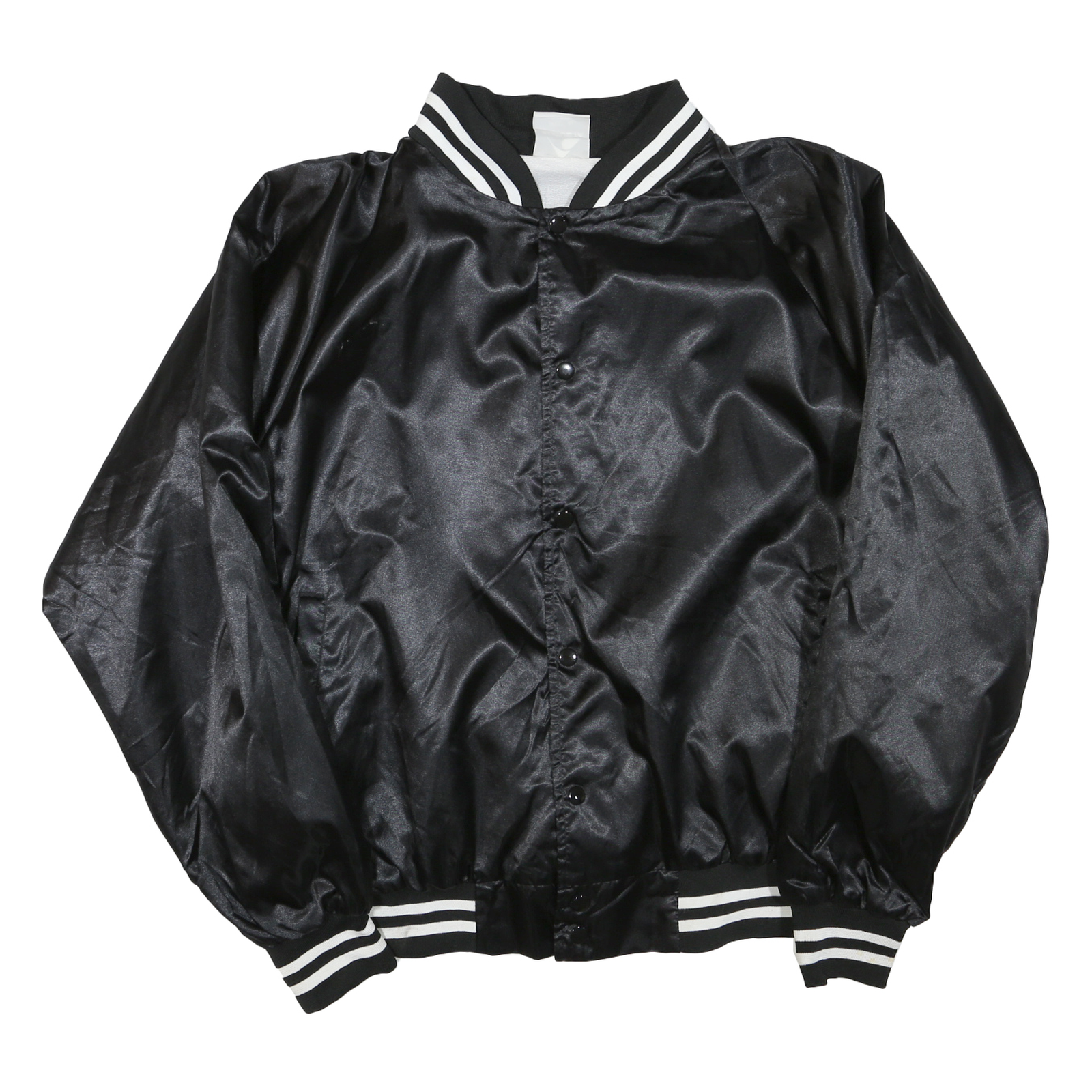 AUGUSTA Mens Black Varsity Jacket XL Polyester Blend Button Plain Retro