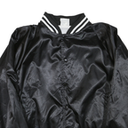 AUGUSTA Mens Black Varsity Jacket XL Polyester Blend Button Plain Retro