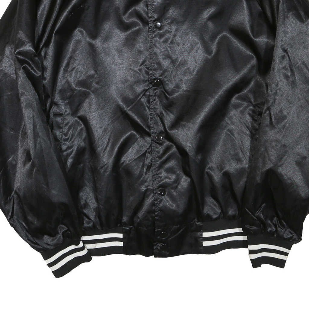 AUGUSTA Mens Black Varsity Jacket XL Polyester Blend Button Plain Retro