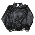 AUGUSTA Mens Black Varsity Jacket XL Polyester Blend Button Plain Retro