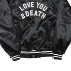 AUGUSTA Mens Black Varsity Jacket XL Polyester Blend Button Plain Retro