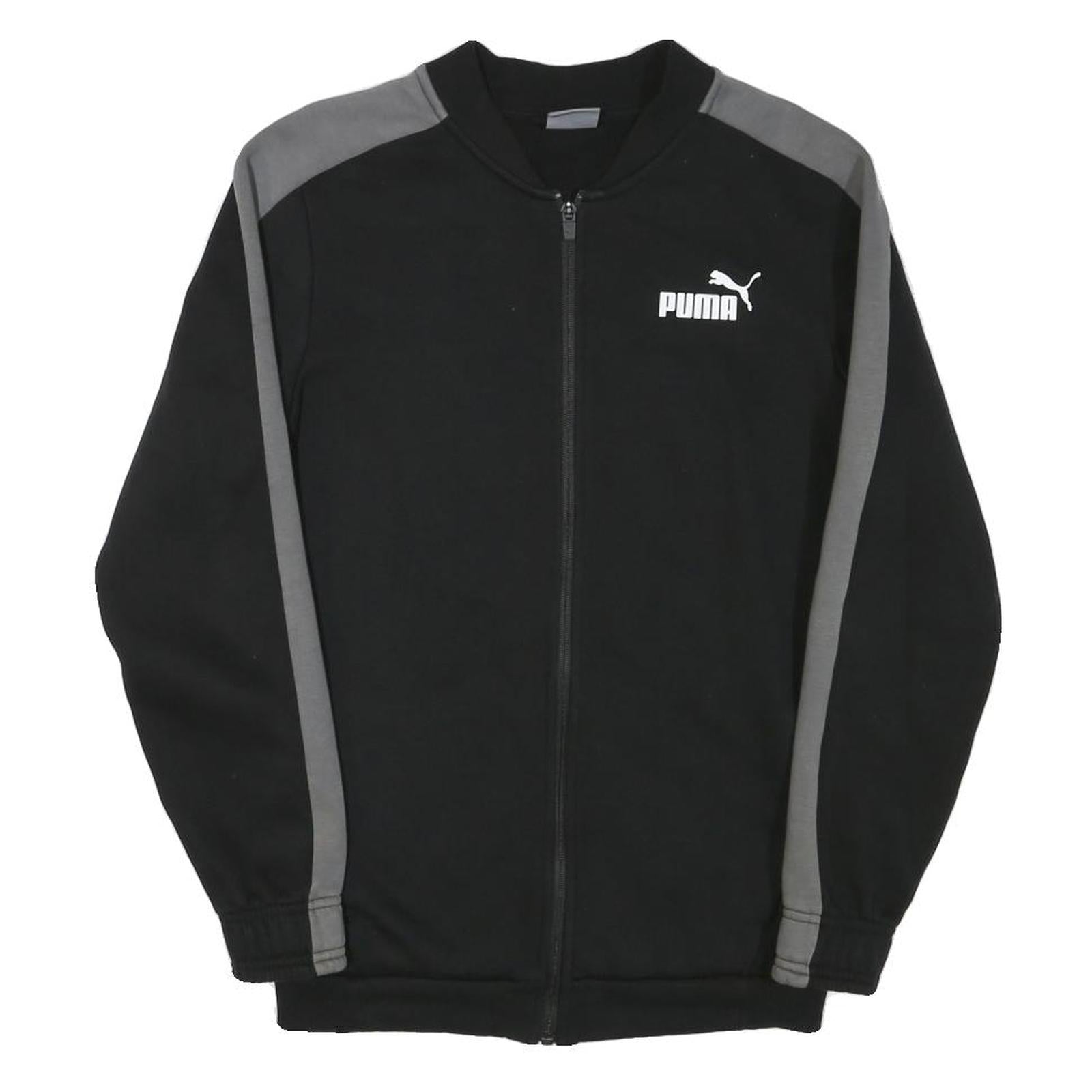 PUMA Mens Black & Grey Cotton Blend Zip Jacket XS Sportswear Casual Lightweight