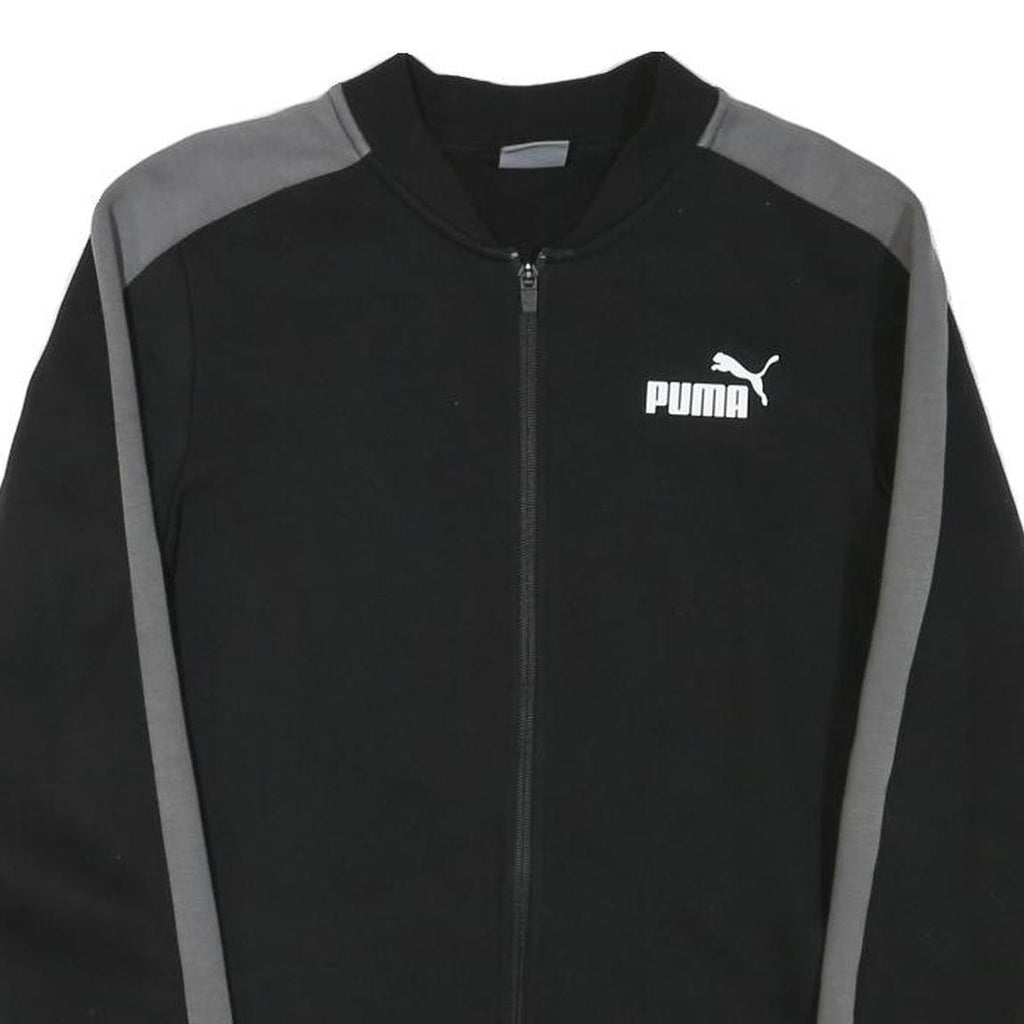 PUMA Mens Black & Grey Cotton Blend Zip Jacket XS Sportswear Casual Lightweight