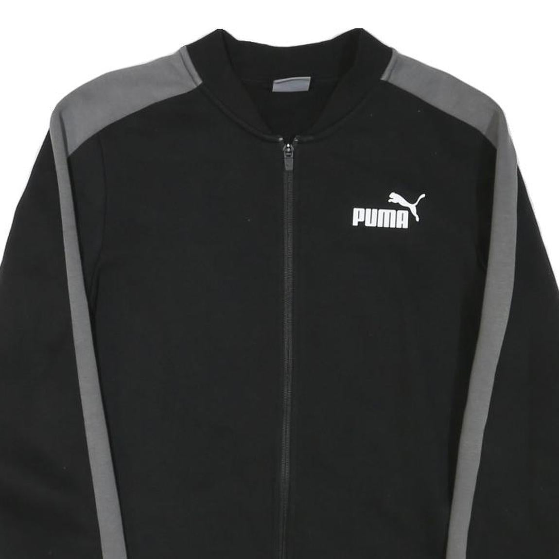 PUMA Mens Black & Grey Cotton Blend Zip Jacket XS Sportswear Casual Lightweight