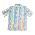 Womens Blue & Pastel Printed Shirt Short Sleeve Collared XL Cotton Blend Casual