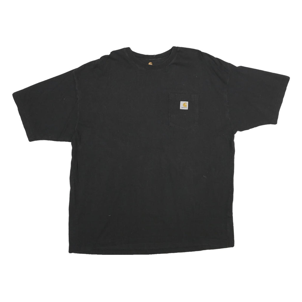 CARHARTT Mens Black Pocket T-Shirt 2XL Short Sleeve Crew Neck Workwear