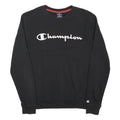 CHAMPION Mens Black Crew Neck S Cotton Blend Logo Sweatshirt Pullover