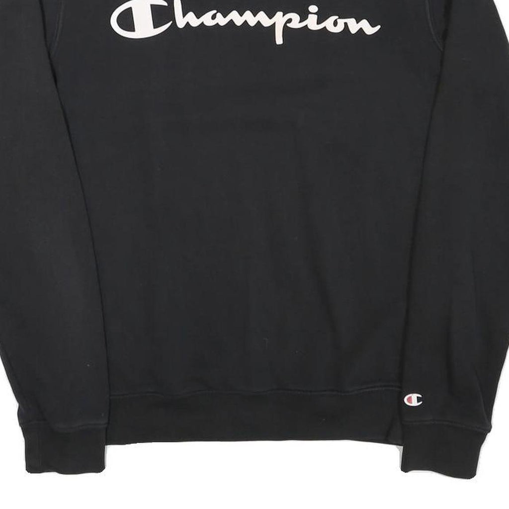 CHAMPION Mens Black Crew Neck S Cotton Blend Logo Sweatshirt Pullover