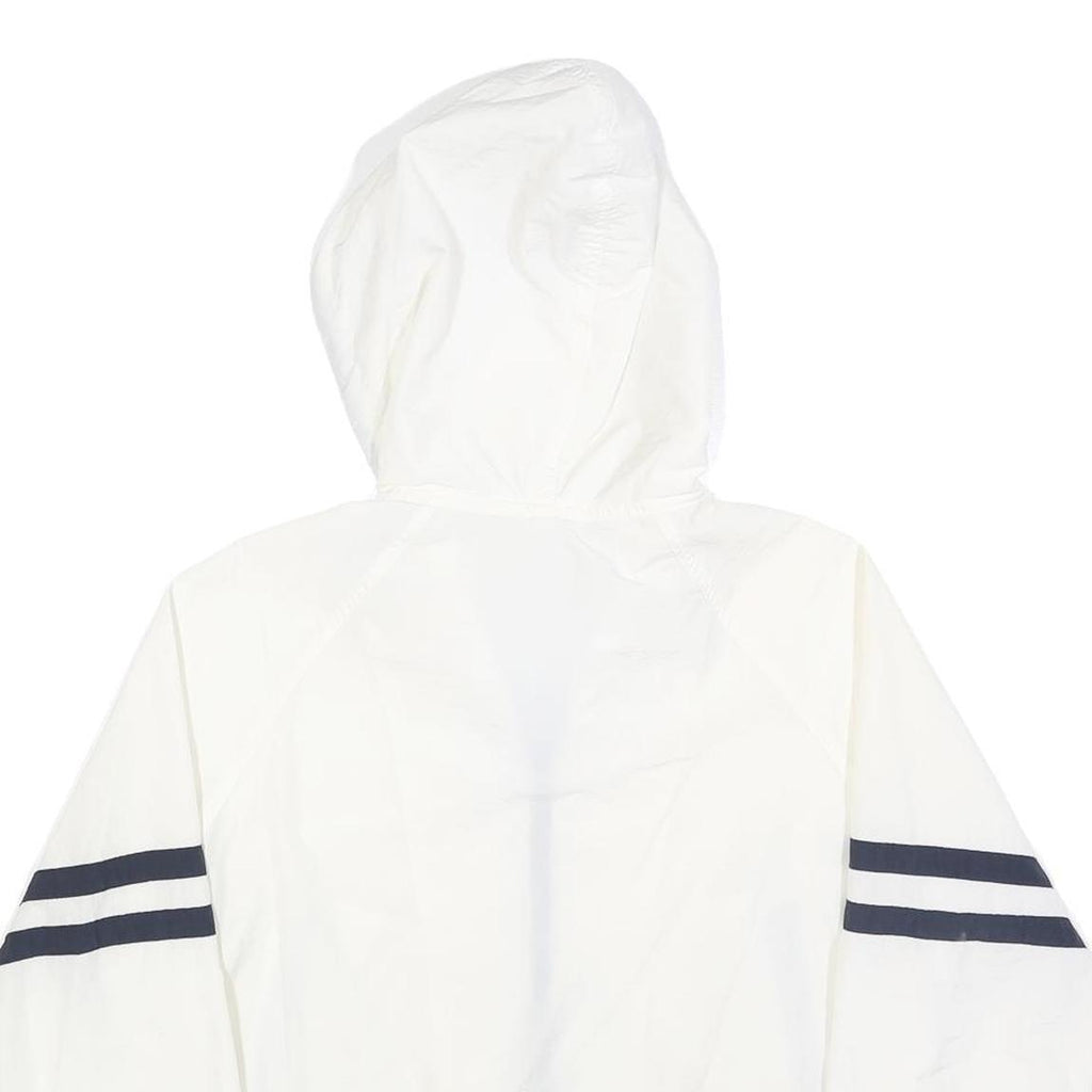 Womens White & Black Striped Hooded Zip Jacket M Polyester Plain Casual
