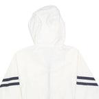 Womens White & Black Striped Hooded Zip Jacket M Polyester Plain Casual