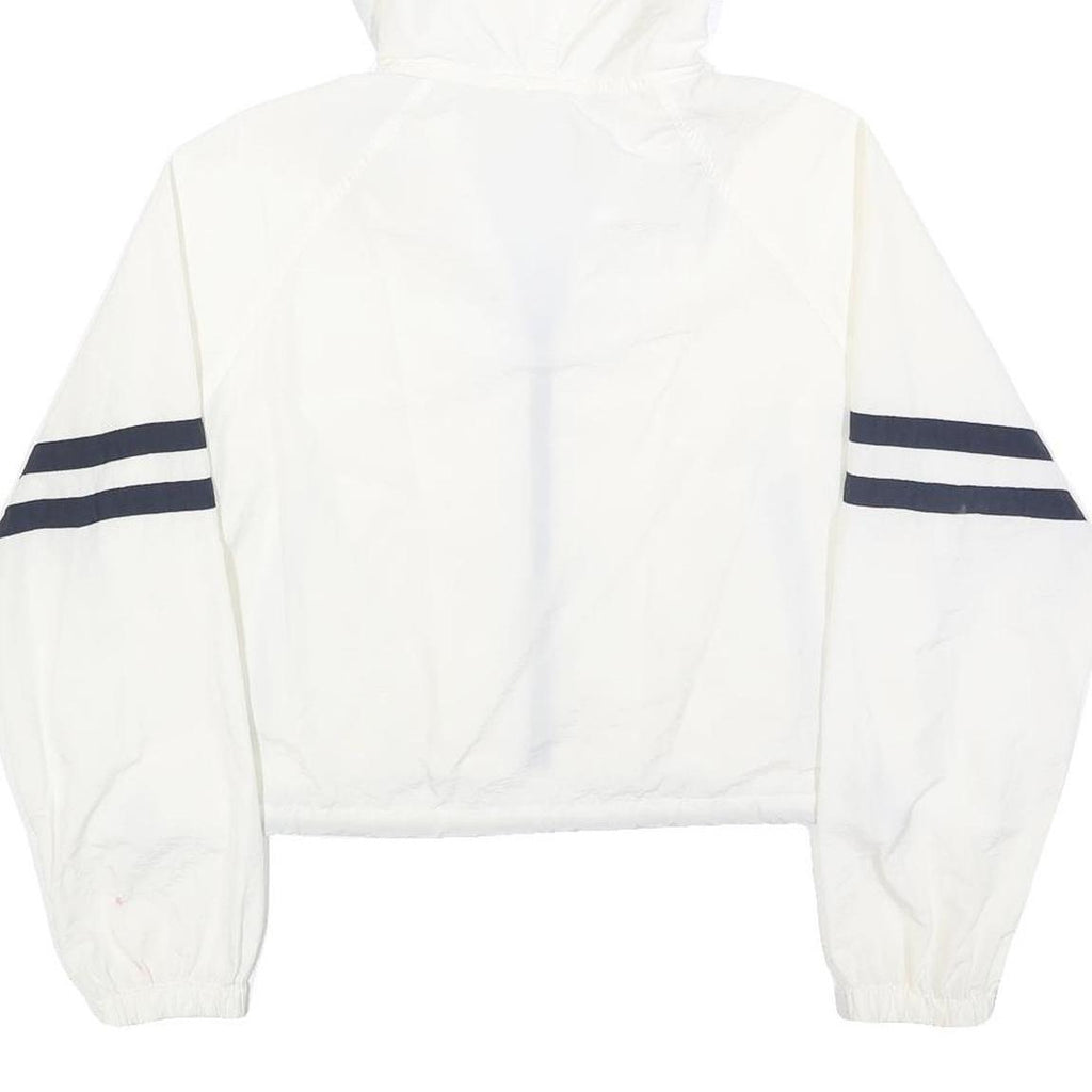 Womens White & Black Striped Hooded Zip Jacket M Polyester Plain Casual