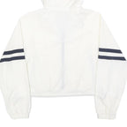 Womens White & Black Striped Hooded Zip Jacket M Polyester Plain Casual