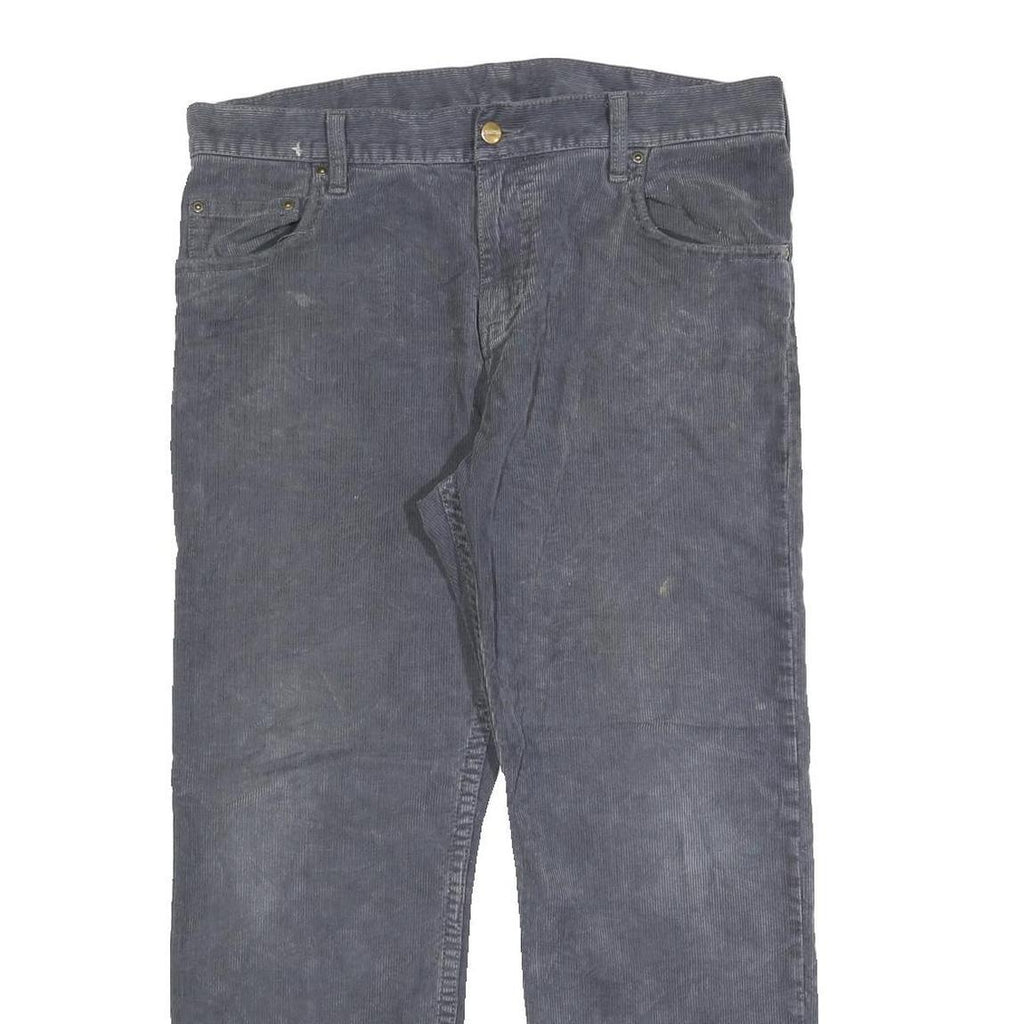 CARHARTT Mens Relaxed Navy Blue Corduroy Trousers W37 L27 Workwear Zip Closure