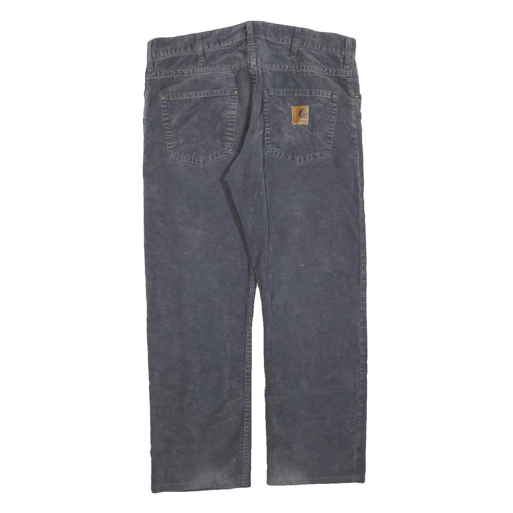CARHARTT Mens Relaxed Navy Blue Corduroy Trousers W37 L27 Workwear Zip Closure