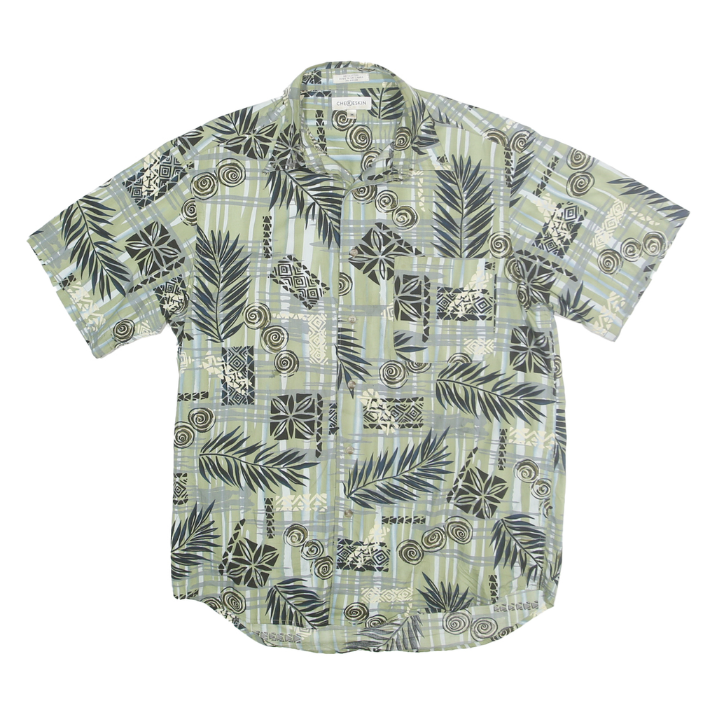 CHERESKIN Mens Green & Grey Cotton Patterned Shirt M Casual Summer Beachwear