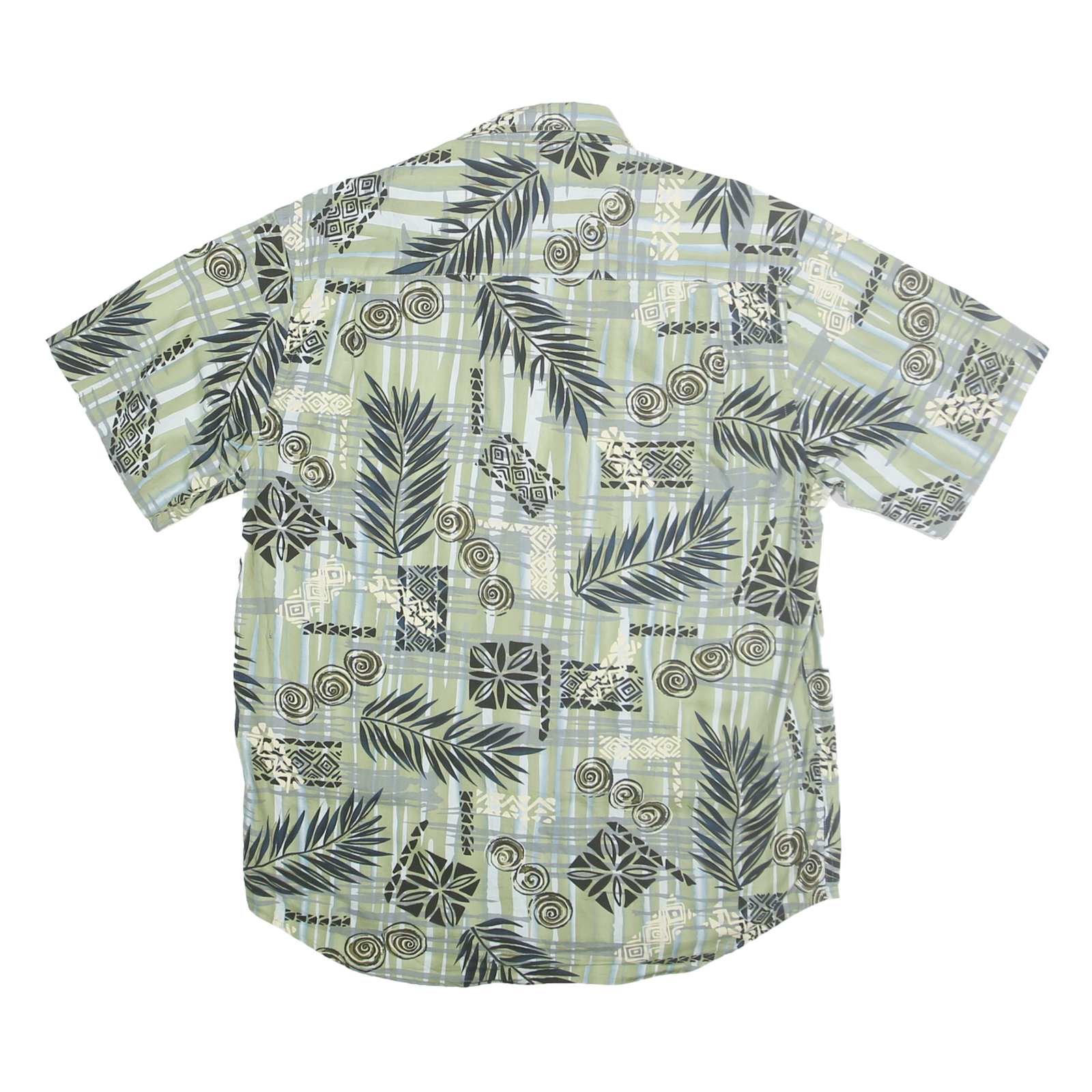 CHERESKIN Mens Green & Grey Cotton Patterned Shirt M Casual Summer Beachwear