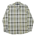 NAUTICA Mens Green & Beige Check Shirt XL Cotton Blend Slim Fit Casual Long