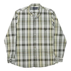 NAUTICA Mens Green & Beige Check Shirt XL Cotton Blend Slim Fit Casual Long