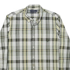 NAUTICA Mens Green & Beige Check Shirt XL Cotton Blend Slim Fit Casual Long