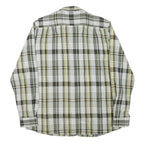 NAUTICA Mens Green & Beige Check Shirt XL Cotton Blend Slim Fit Casual Long