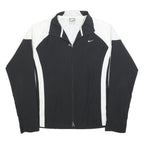 NIKE Womens Black & White Zip Jacket L Polyester Blend Plain Sportswear
