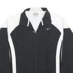 NIKE Womens Black & White Zip Jacket L Polyester Blend Plain Sportswear