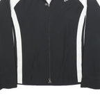 NIKE Womens Black & White Zip Jacket L Polyester Blend Plain Sportswear