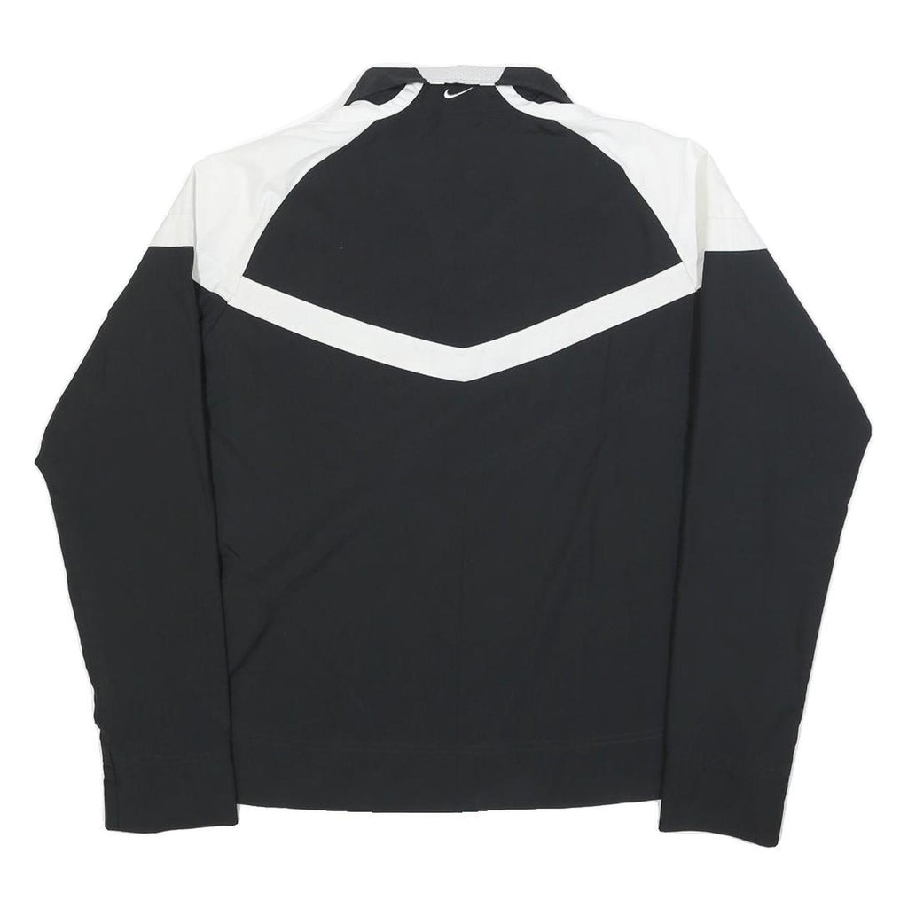 NIKE Womens Black & White Zip Jacket L Polyester Blend Plain Sportswear