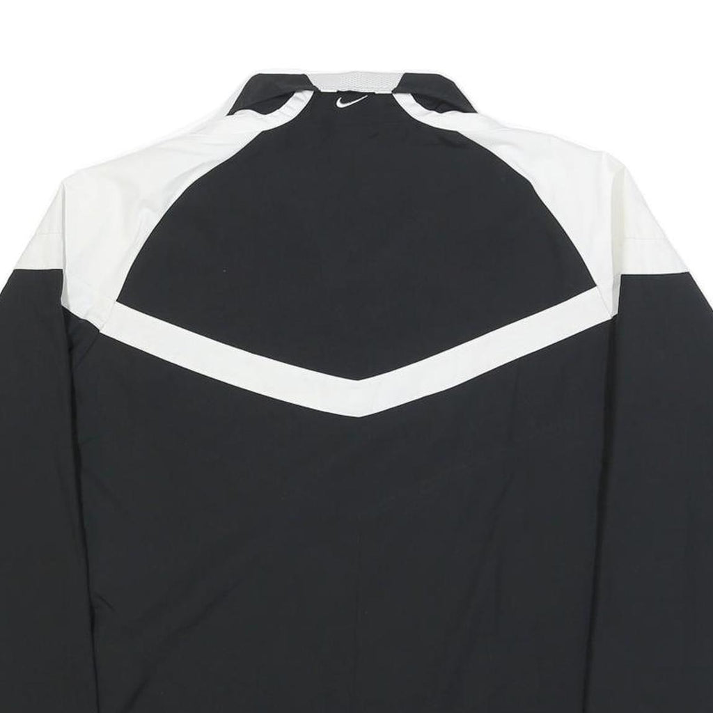NIKE Womens Black & White Zip Jacket L Polyester Blend Plain Sportswear