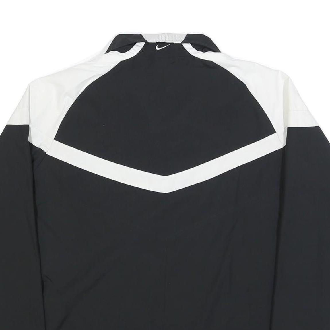 NIKE Womens Black & White Zip Jacket L Polyester Blend Plain Sportswear